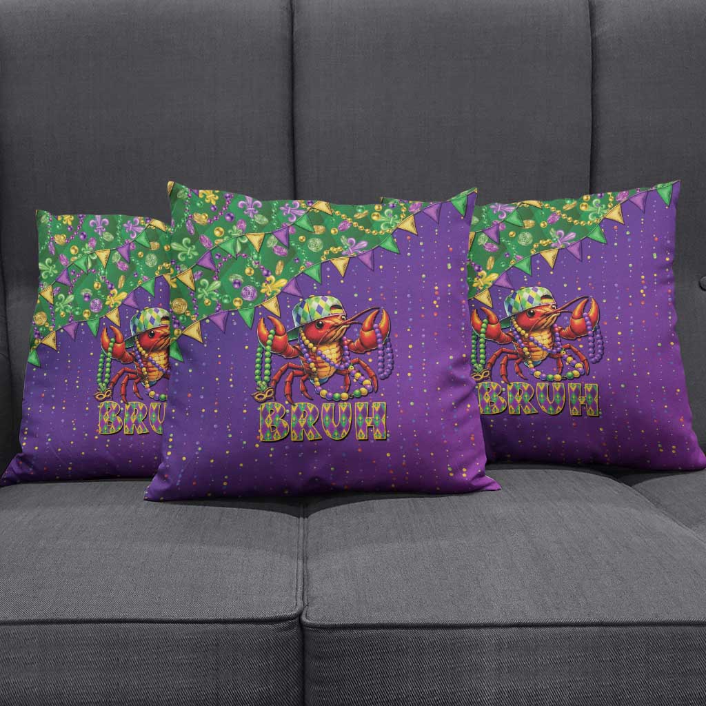 Funny Crawfish Carnival Pillow Cover It's Mardi Gras Bruh - Wonder Print Shop