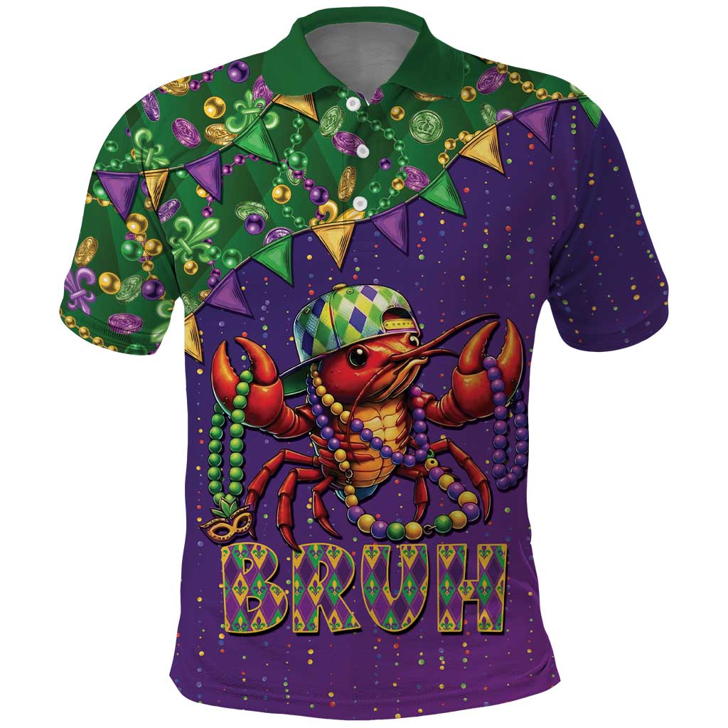 Funny Crawfish Carnival Polo Shirt It's Mardi Gras Bruh - Wonder Print Shop