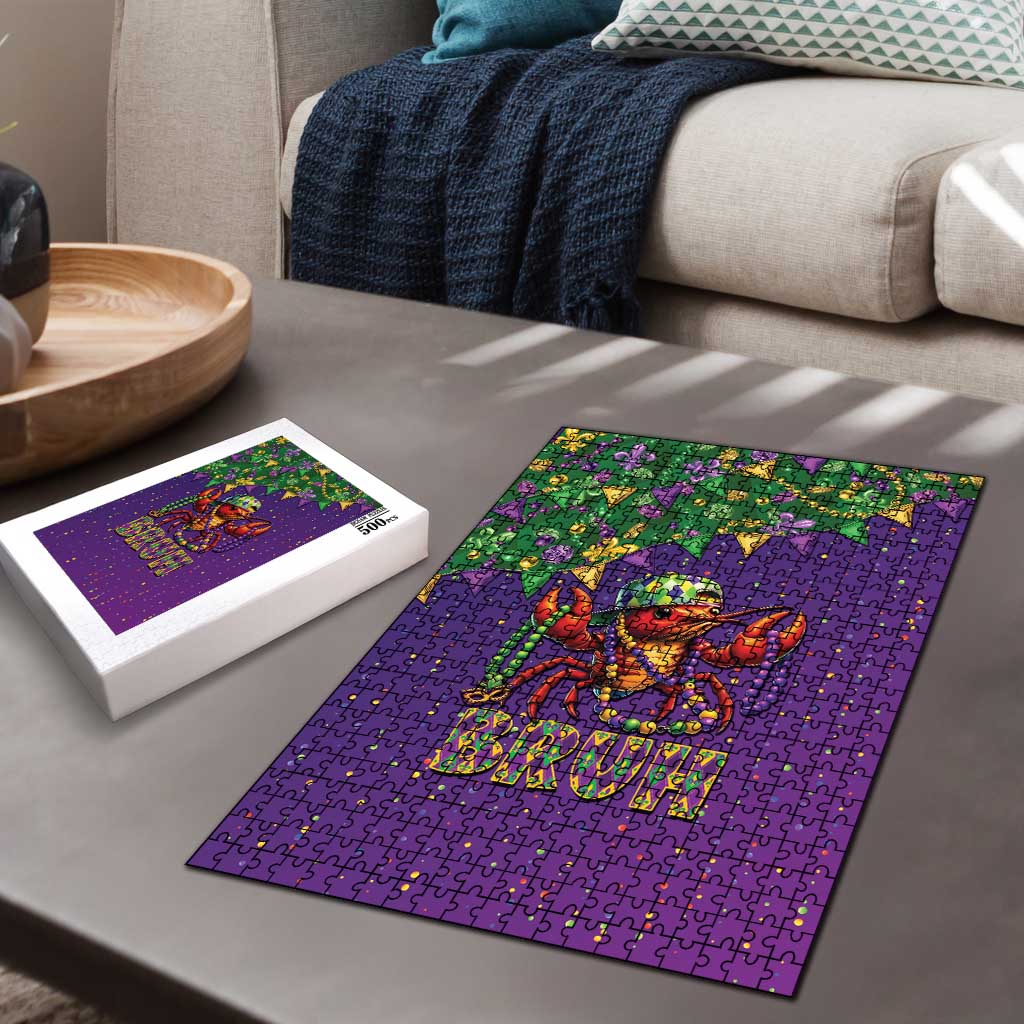 Funny Crawfish Carnival Puzzle It's Mardi Gras Bruh - Wonder Print Shop