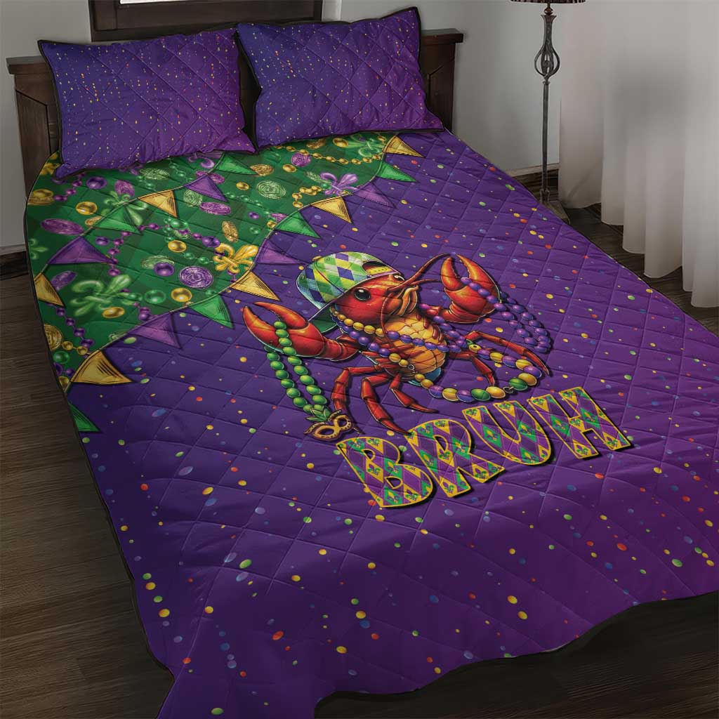 Funny Crawfish Carnival Quilt Bed Set It's Mardi Gras Bruh - Wonder Print Shop