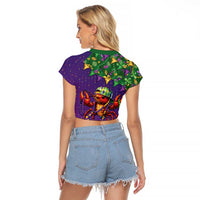 Funny Crawfish Carnival Raglan Cropped T Shirt It's Mardi Gras Bruh - Wonder Print Shop