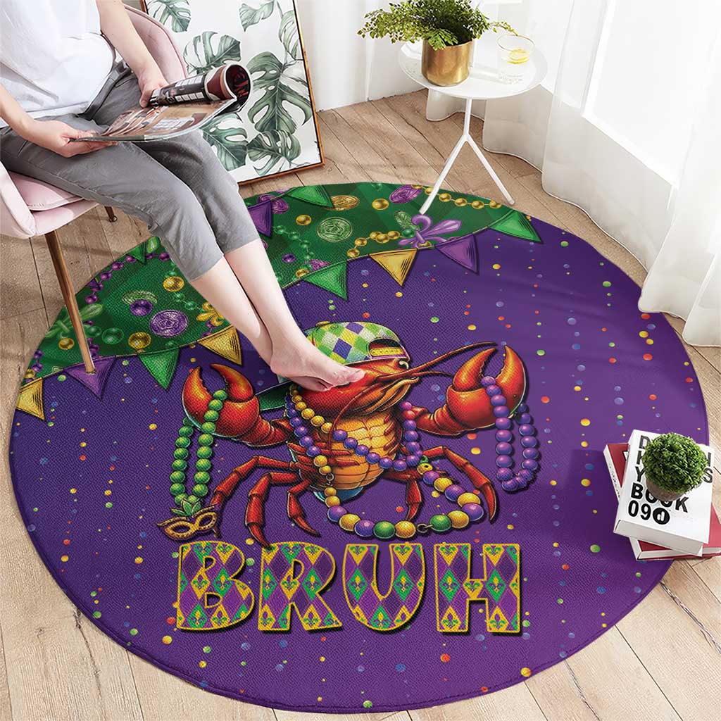 Funny Crawfish Carnival Round Carpet It's Mardi Gras Bruh - Wonder Print Shop