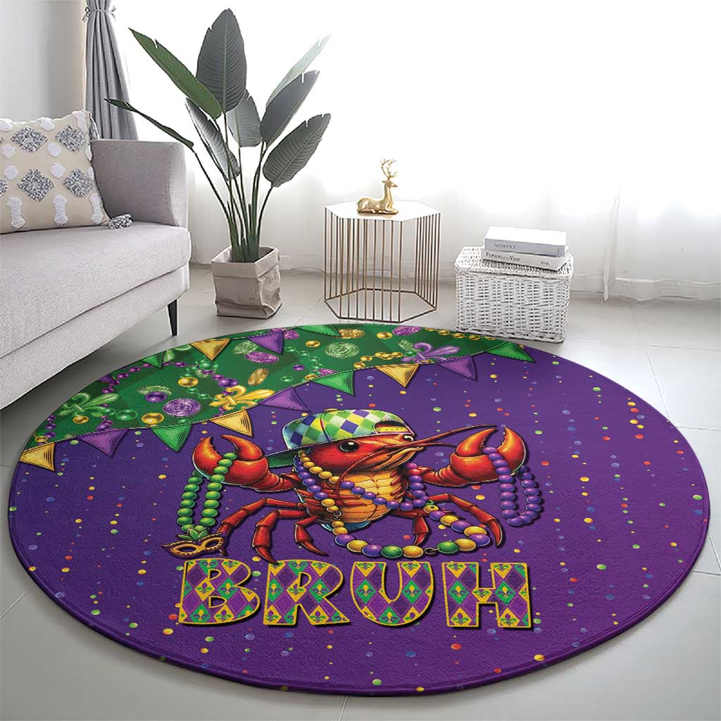 Funny Crawfish Carnival Round Carpet It's Mardi Gras Bruh - Wonder Print Shop