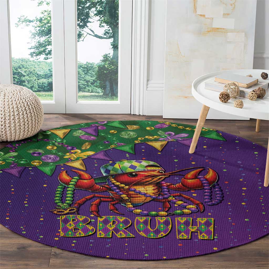 Funny Crawfish Carnival Round Carpet It's Mardi Gras Bruh - Wonder Print Shop