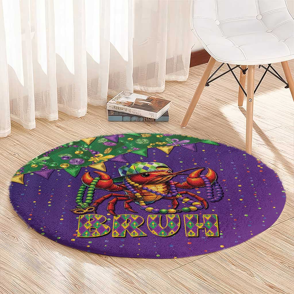 Funny Crawfish Carnival Round Carpet It's Mardi Gras Bruh - Wonder Print Shop