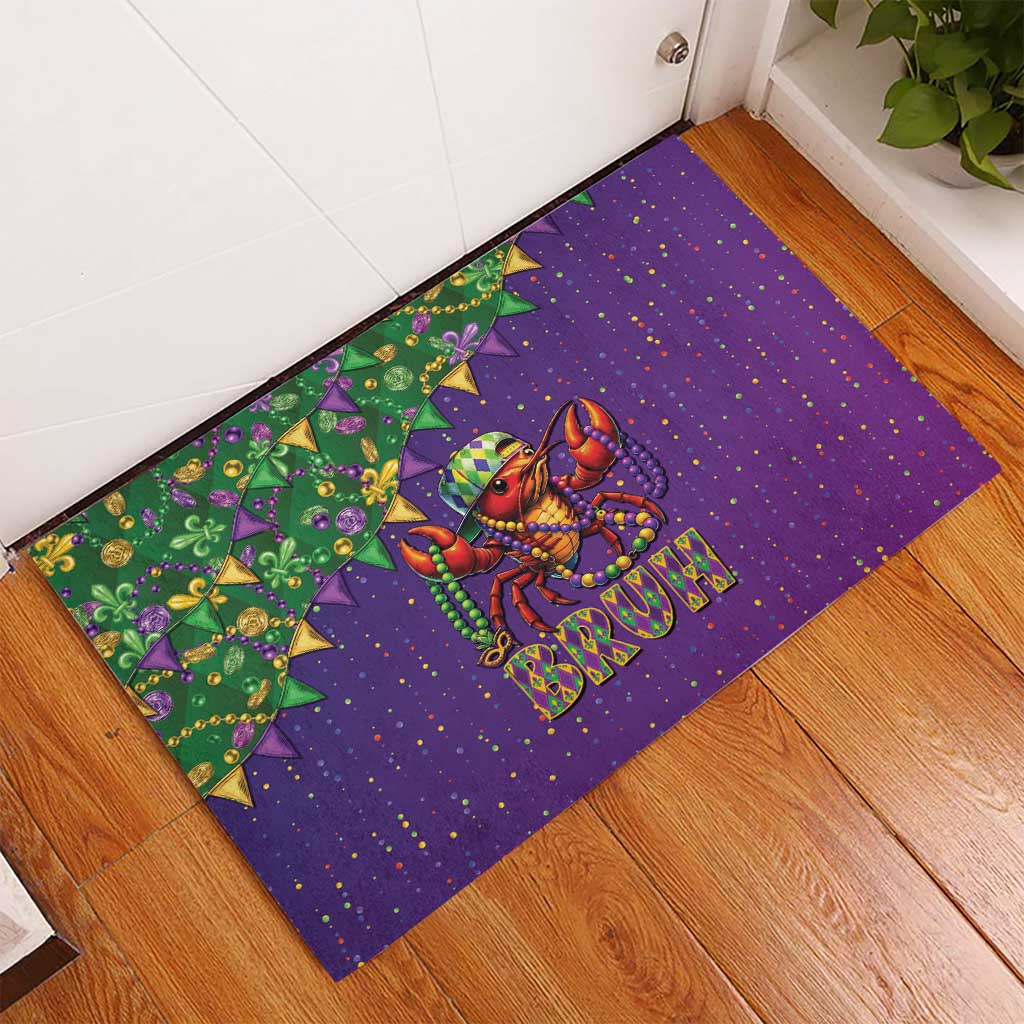 Funny Crawfish Carnival Rubber Doormat It's Mardi Gras Bruh - Wonder Print Shop