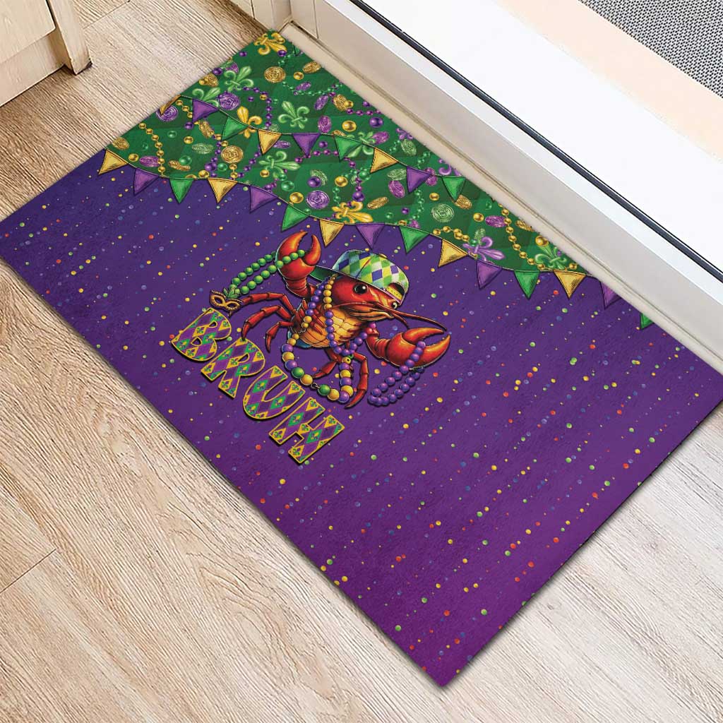 Funny Crawfish Carnival Rubber Doormat It's Mardi Gras Bruh - Wonder Print Shop