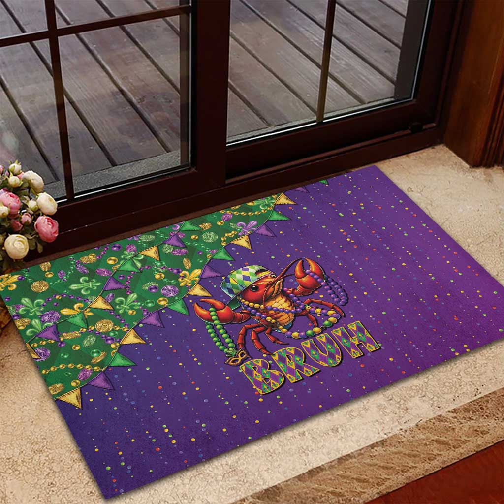 Funny Crawfish Carnival Rubber Doormat It's Mardi Gras Bruh - Wonder Print Shop