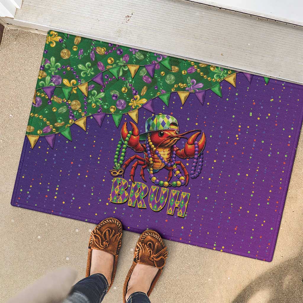 Funny Crawfish Carnival Rubber Doormat It's Mardi Gras Bruh - Wonder Print Shop