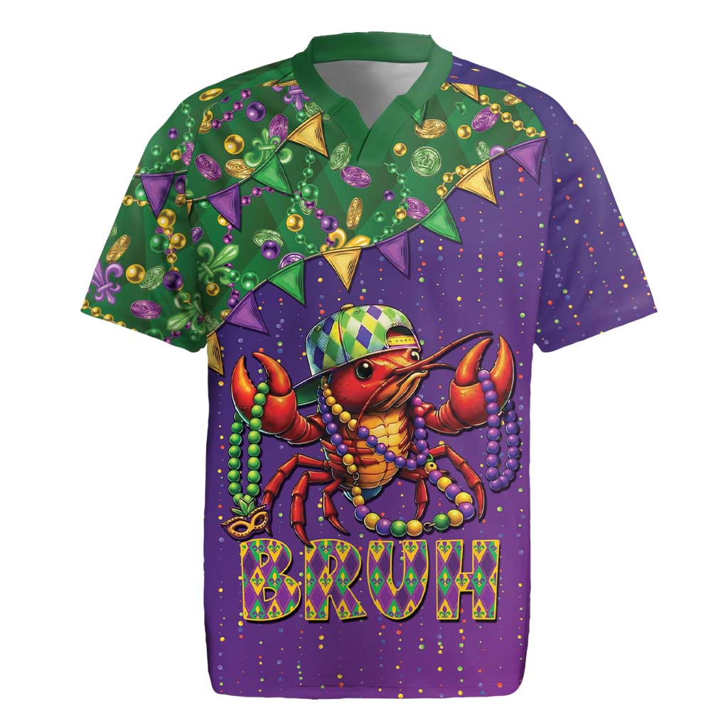 Funny Crawfish Carnival Rugby Jersey It's Mardi Gras Bruh - Wonder Print Shop