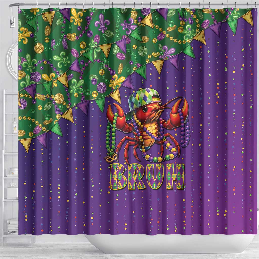 Funny Crawfish Carnival Shower Curtain It's Mardi Gras Bruh - Wonder Print Shop