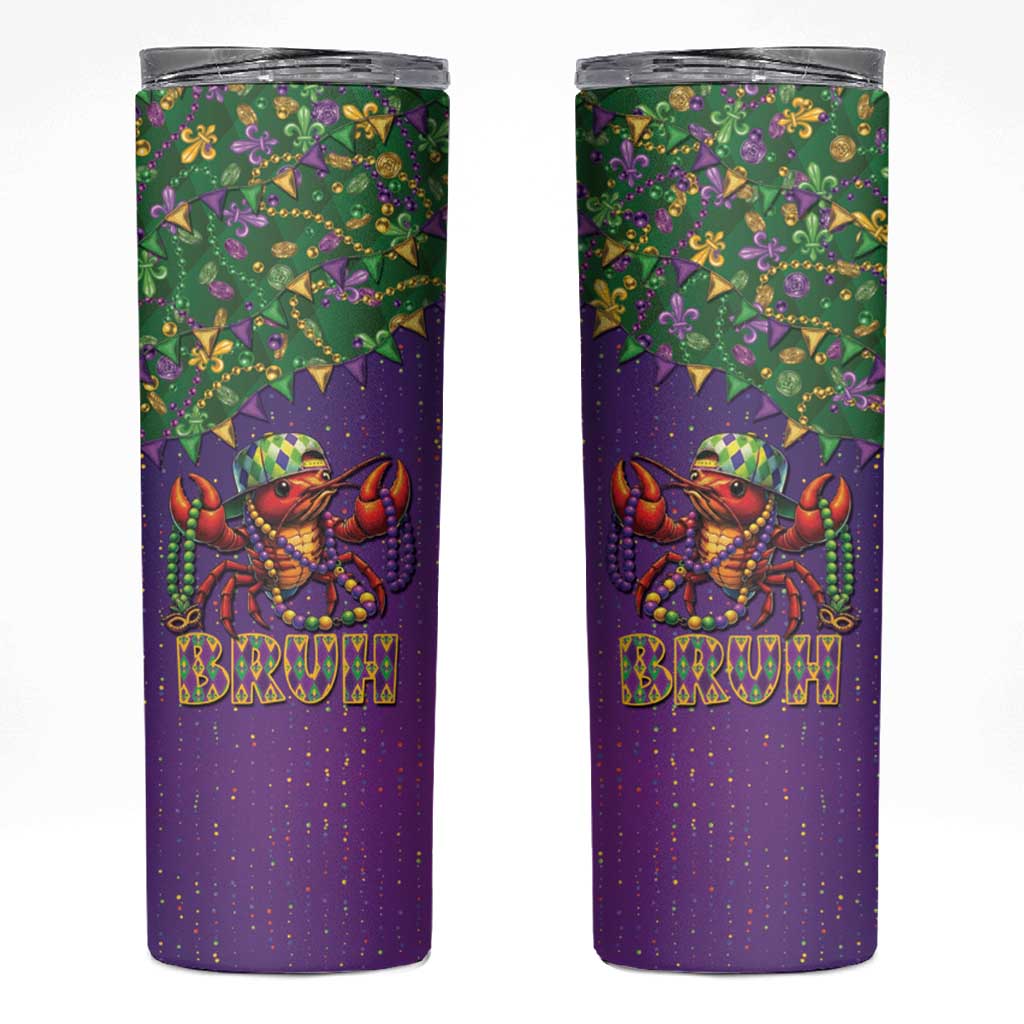 Funny Crawfish Carnival Skinny Tumbler It's Mardi Gras Bruh - Wonder Print Shop