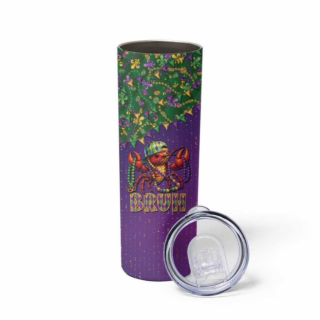 Funny Crawfish Carnival Skinny Tumbler It's Mardi Gras Bruh - Wonder Print Shop