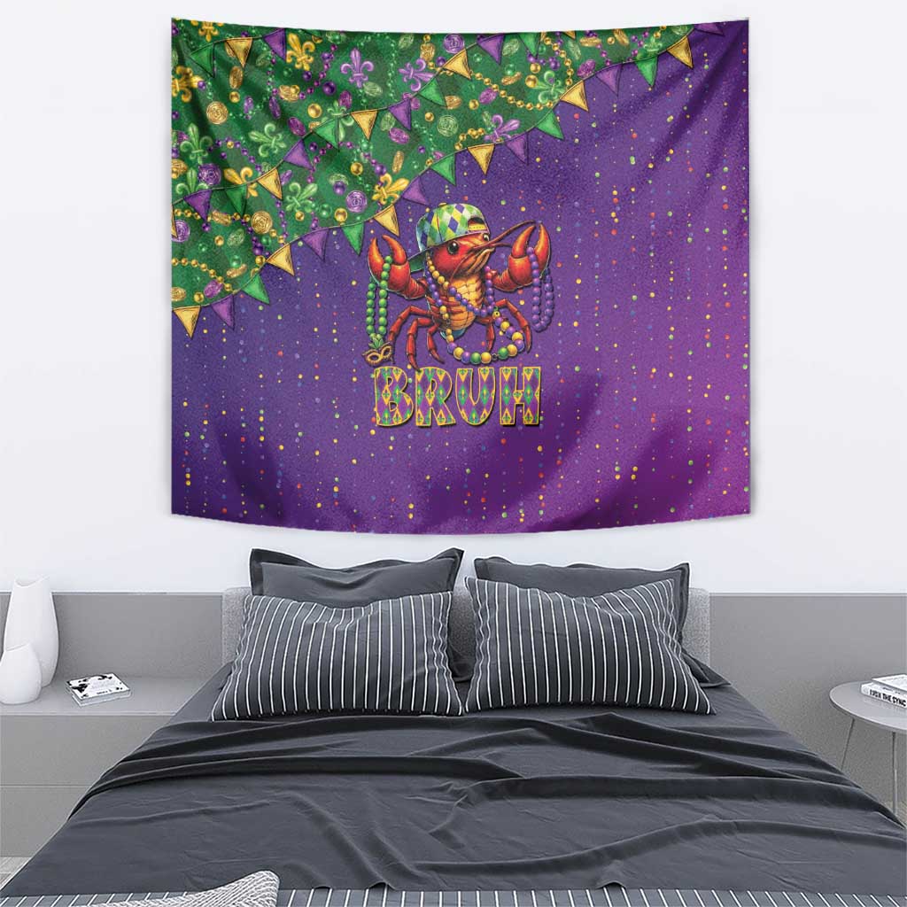 Funny Crawfish Carnival Tapestry It's Mardi Gras Bruh - Wonder Print Shop