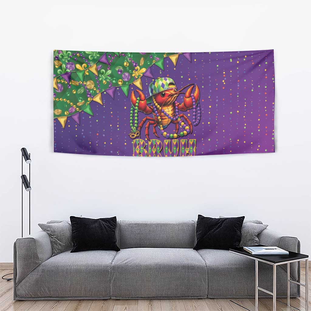 Funny Crawfish Carnival Tapestry It's Mardi Gras Bruh - Wonder Print Shop