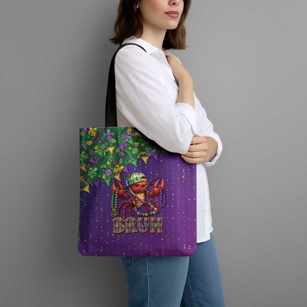 Funny Crawfish Carnival Tote Bag It's Mardi Gras Bruh - Wonder Print Shop