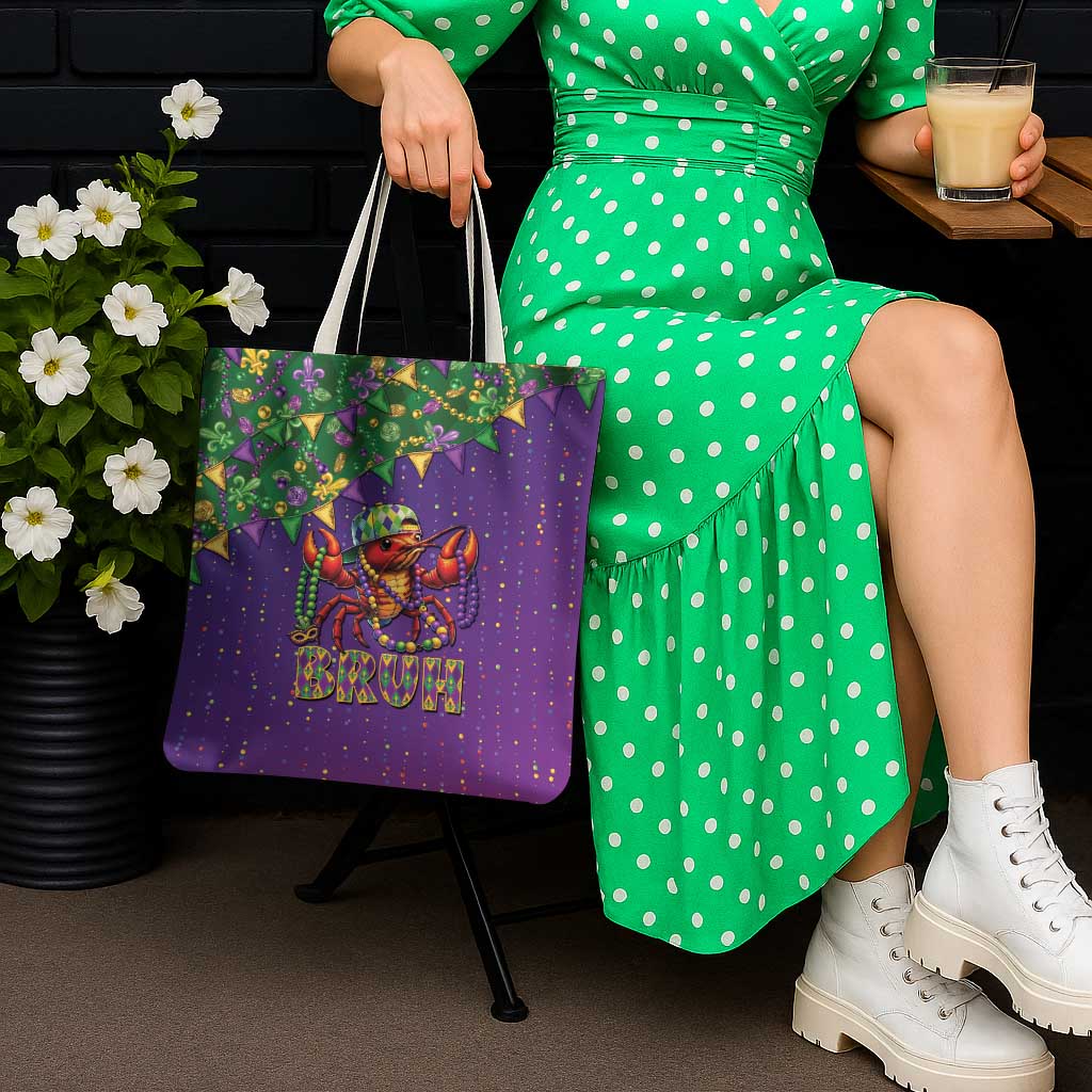 Funny Crawfish Carnival Tote Bag It's Mardi Gras Bruh - Wonder Print Shop
