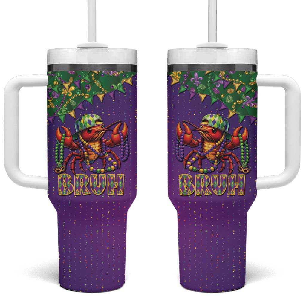 Funny Crawfish Carnival Tumbler With Handle It's Mardi Gras Bruh - Wonder Print Shop