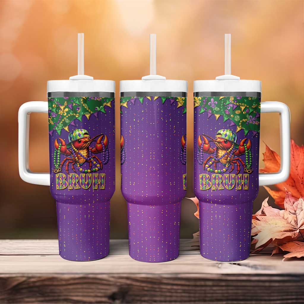 Funny Crawfish Carnival Tumbler With Handle It's Mardi Gras Bruh - Wonder Print Shop