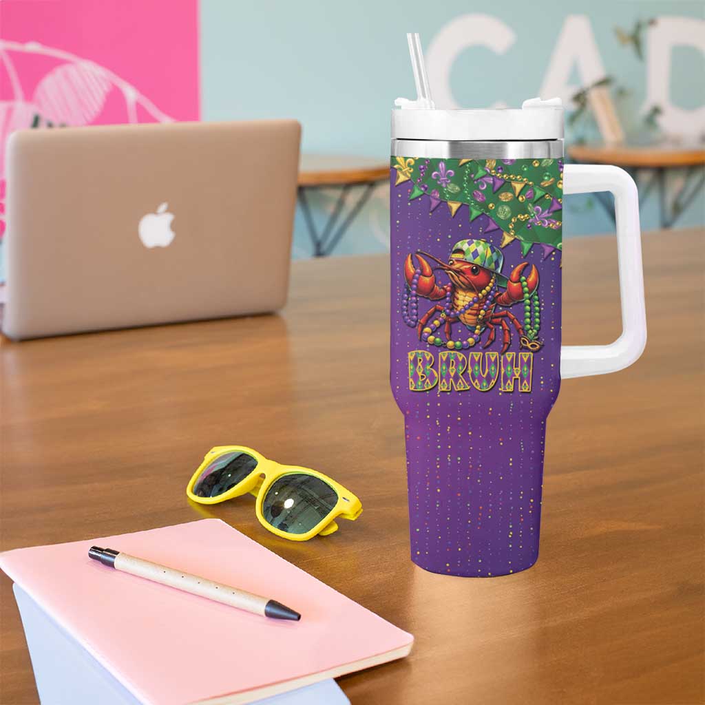 Funny Crawfish Carnival Tumbler With Handle It's Mardi Gras Bruh - Wonder Print Shop