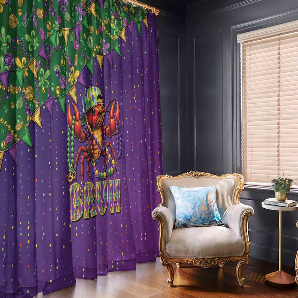 Funny Crawfish Carnival Window Curtain It's Mardi Gras Bruh - Wonder Print Shop