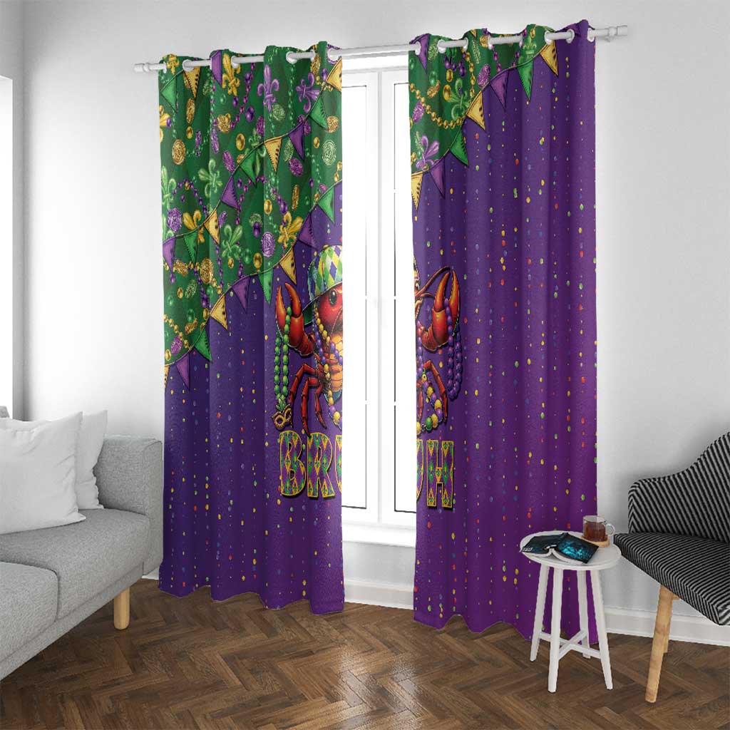 Funny Crawfish Carnival Window Curtain It's Mardi Gras Bruh - Wonder Print Shop