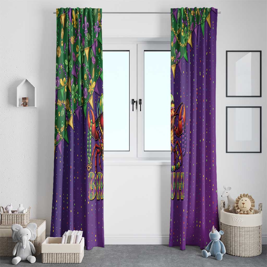 Funny Crawfish Carnival Window Curtain It's Mardi Gras Bruh - Wonder Print Shop