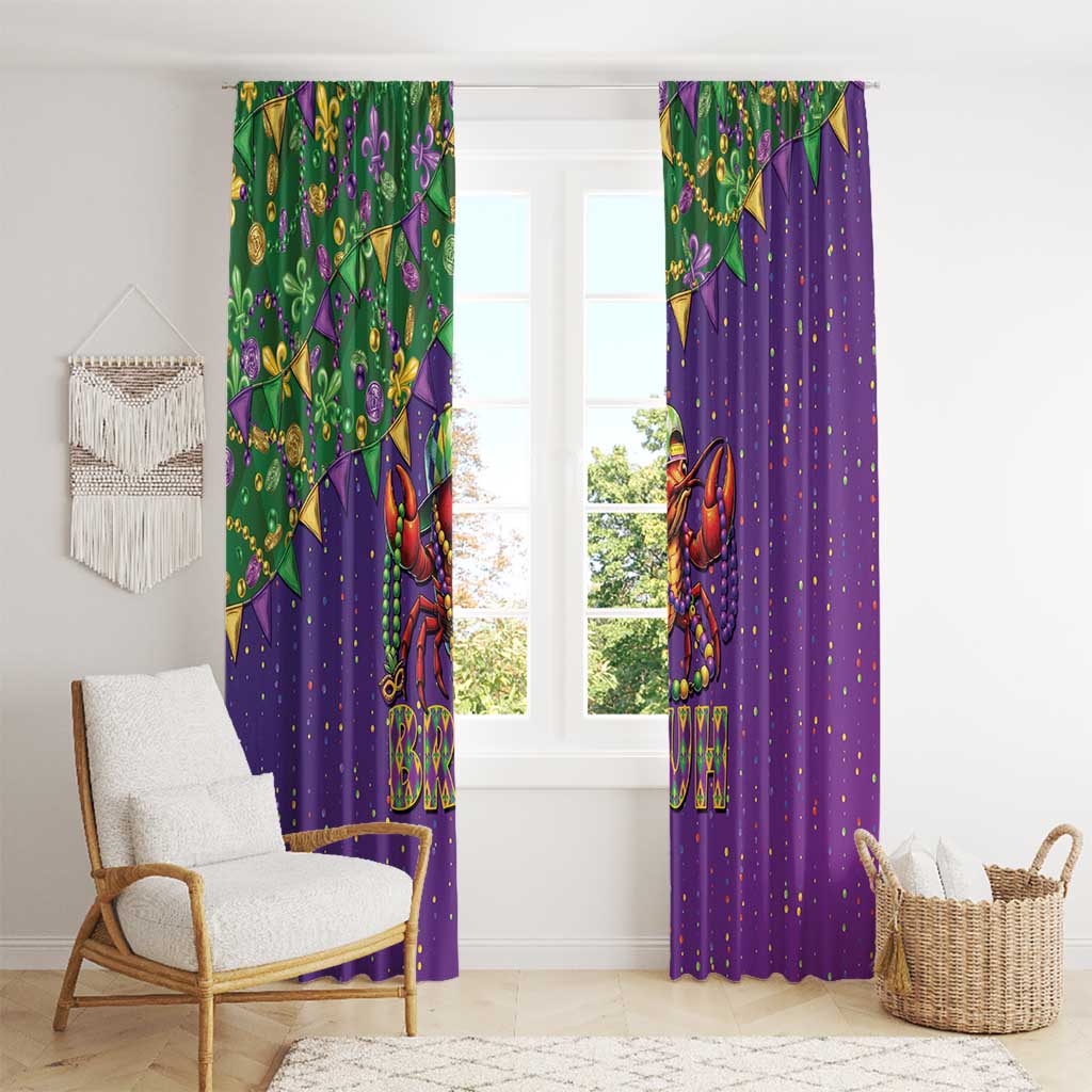 Funny Crawfish Carnival Window Curtain It's Mardi Gras Bruh - Wonder Print Shop