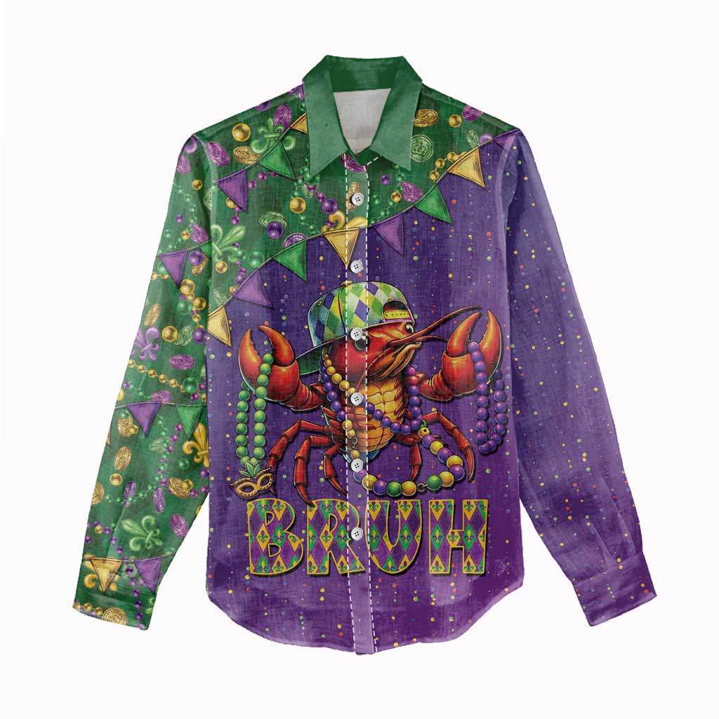 Funny Crawfish Carnival Women Casual Shirt It's Mardi Gras Bruh - Wonder Print Shop