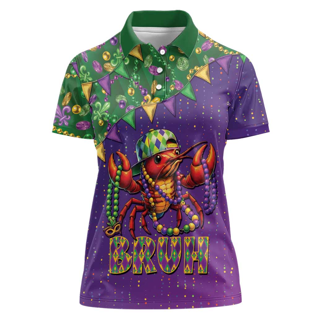 Funny Crawfish Carnival Women Polo Shirt It's Mardi Gras Bruh - Wonder Print Shop