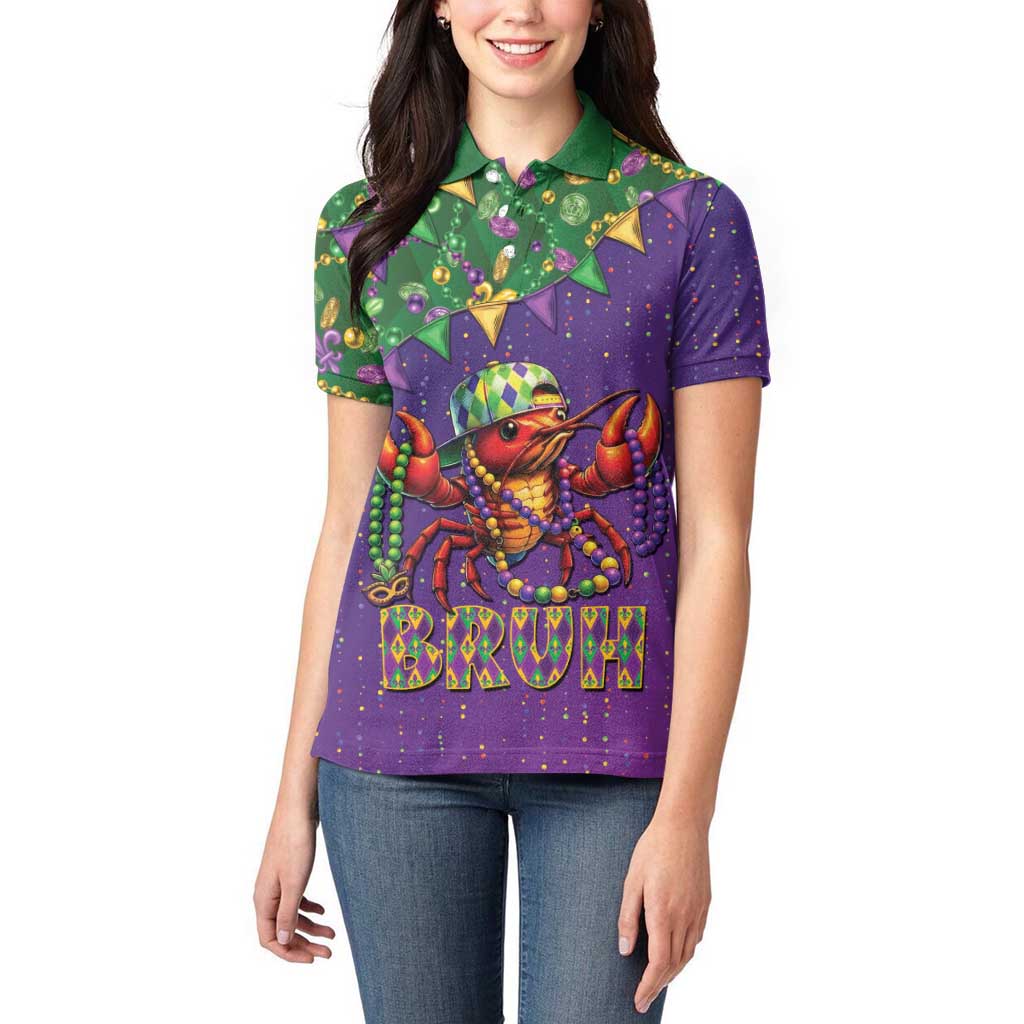 Funny Crawfish Carnival Women Polo Shirt It's Mardi Gras Bruh - Wonder Print Shop