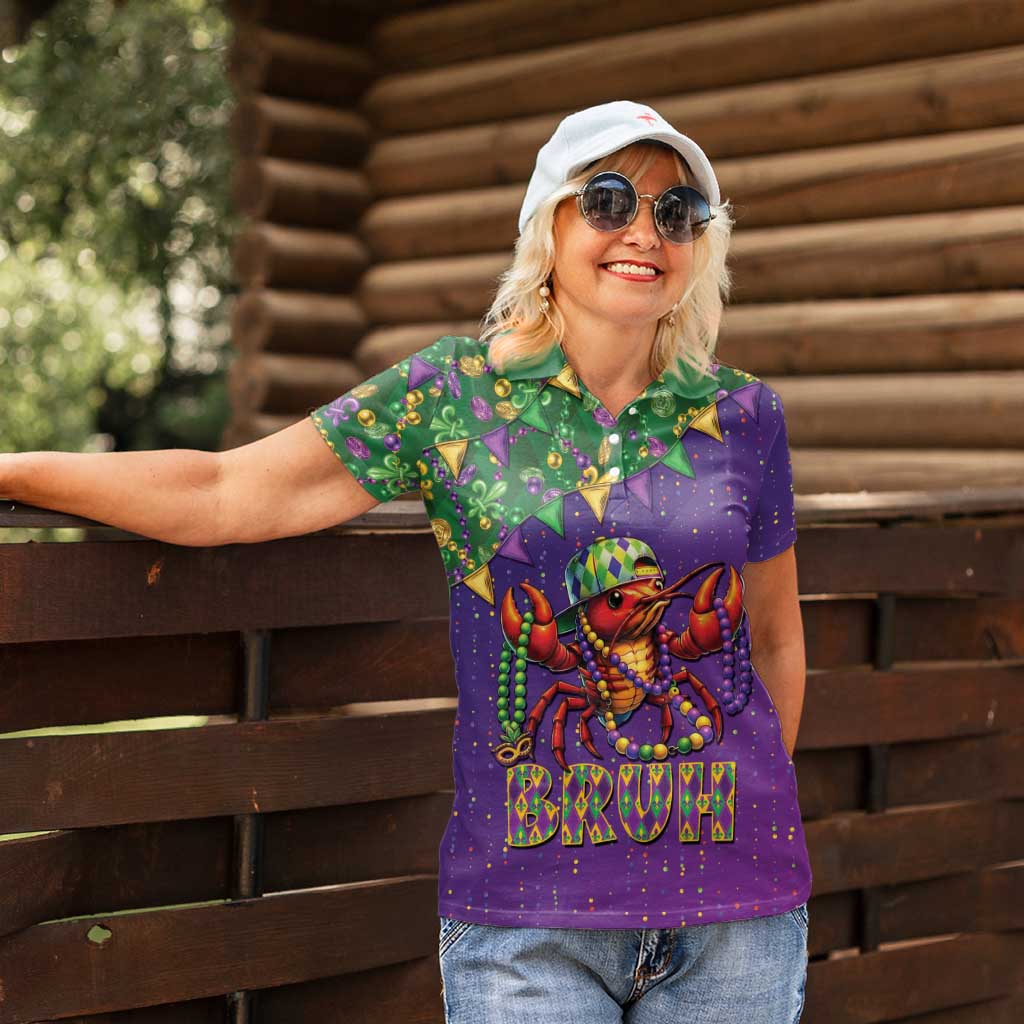 Funny Crawfish Carnival Women Polo Shirt It's Mardi Gras Bruh - Wonder Print Shop