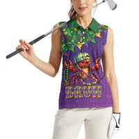 Funny Crawfish Carnival Women Sleeveless Polo Shirt It's Mardi Gras Bruh - Wonder Print Shop