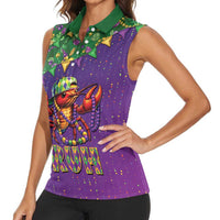 Funny Crawfish Carnival Women Sleeveless Polo Shirt It's Mardi Gras Bruh - Wonder Print Shop