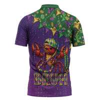 Funny Crawfish Carnival Zipper Polo Shirt It's Mardi Gras Bruh - Wonder Print Shop