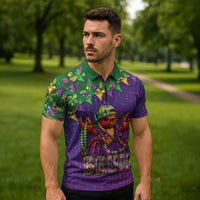 Funny Crawfish Carnival Zipper Polo Shirt It's Mardi Gras Bruh - Wonder Print Shop