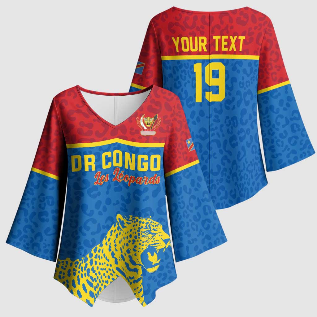 Custom World Football 2026 DR Congo Kimono Sleeve Blouse Roar of Les Leopards