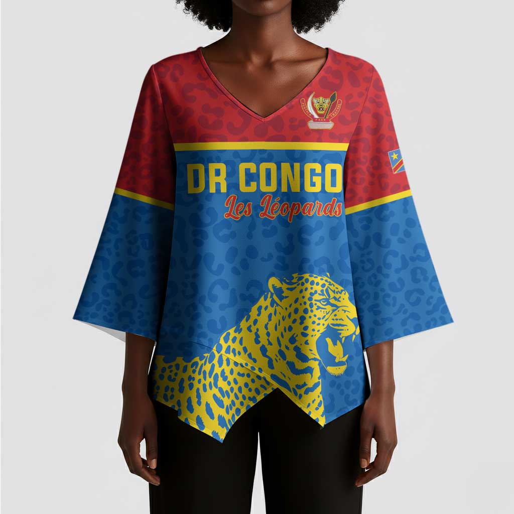 Custom World Football 2026 DR Congo Kimono Sleeve Blouse Roar of Les Leopards