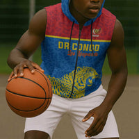 Custom World Football 2026 DR Congo Sleeveless Zip Hoodie Roar of Les Leopards