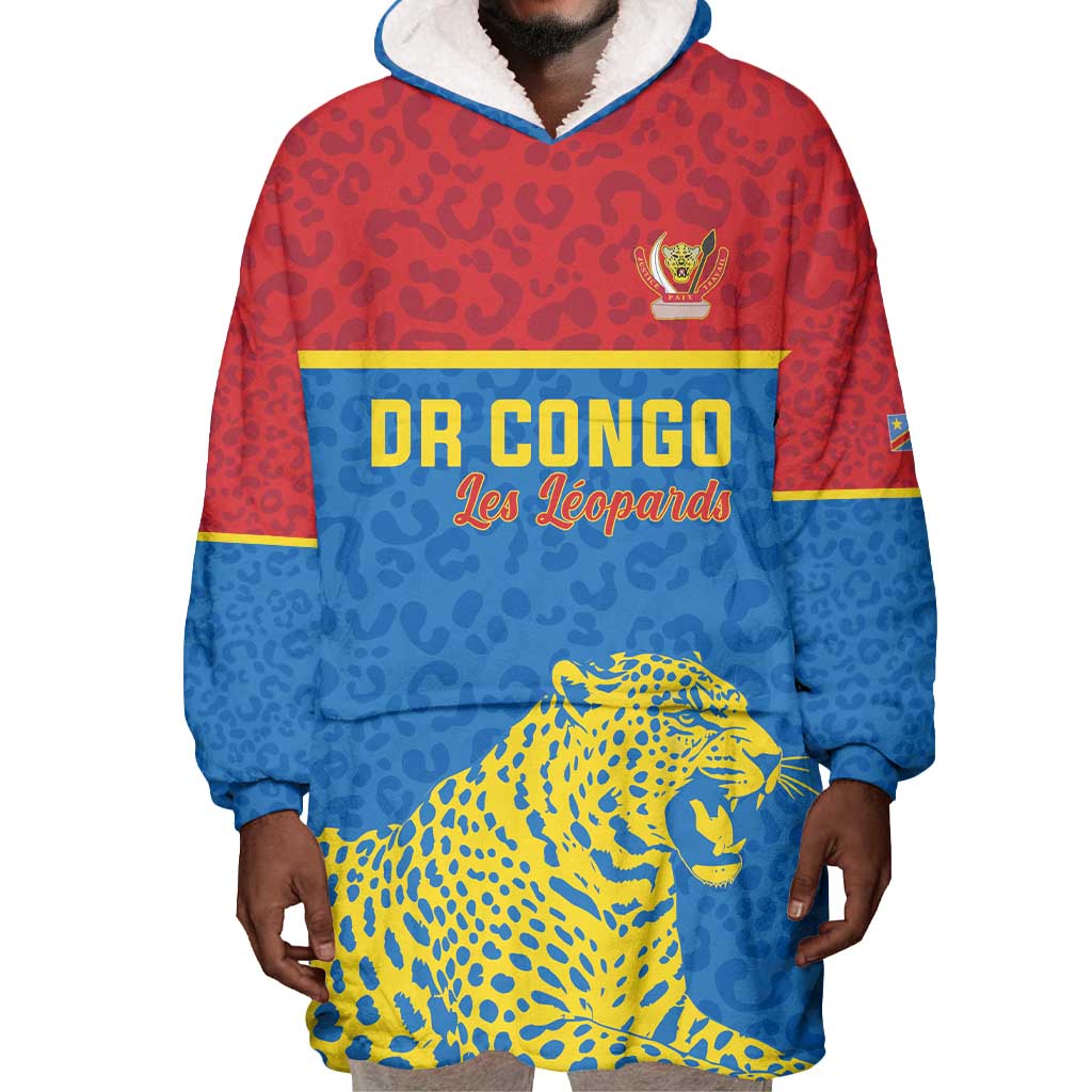 Custom World Football 2026 DR Congo Wearable Blanket Hoodie Roar of Les Leopards