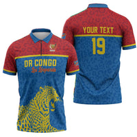 Custom World Football 2026 DR Congo Zipper Polo Shirt Roar of Les Leopards