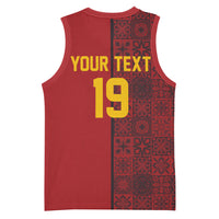 Custom World Football 2026 Spain Basketball Jersey Spanish Lion Azulejo Pattern