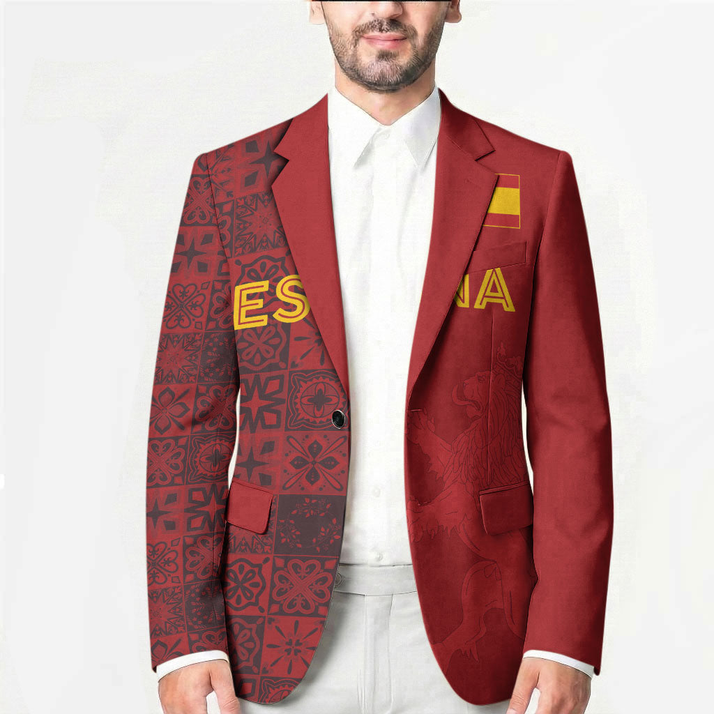 Custom World Football 2026 Spain Blazer Spanish Lion Azulejo Pattern