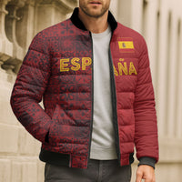 Custom World Football 2026 Spain Bomber Puffer Jacket Spanish Lion Azulejo Pattern