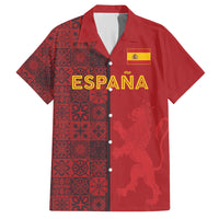 Custom World Football 2026 Spain Hawaiian Shirt Spanish Lion Azulejo Pattern
