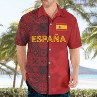 Custom World Football 2026 Spain Hawaiian Shirt Spanish Lion Azulejo Pattern