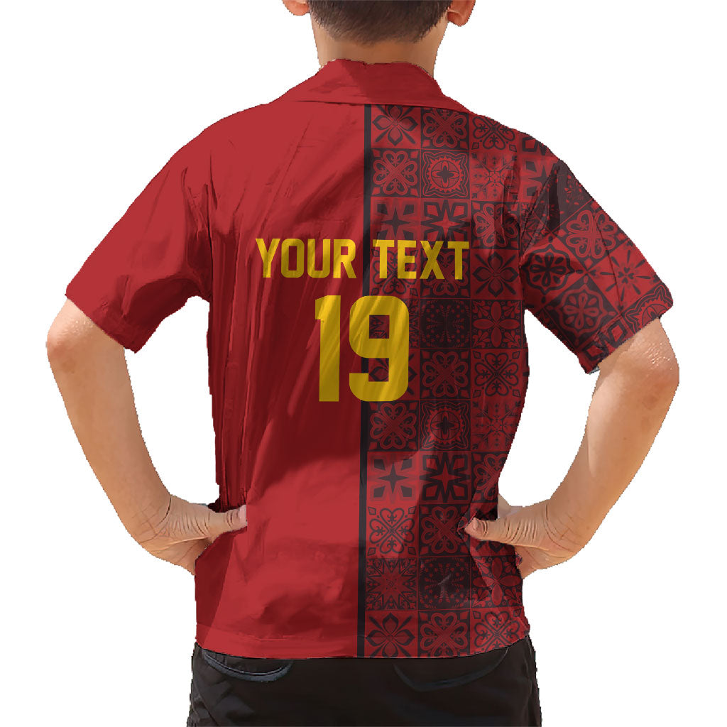 Custom World Football 2026 Spain Hawaiian Shirt Spanish Lion Azulejo Pattern