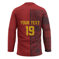 Custom World Football 2026 Spain Hockey Jersey Spanish Lion Azulejo Pattern
