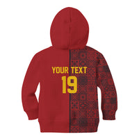 Custom World Football 2026 Spain Kid Hoodie Spanish Lion Azulejo Pattern
