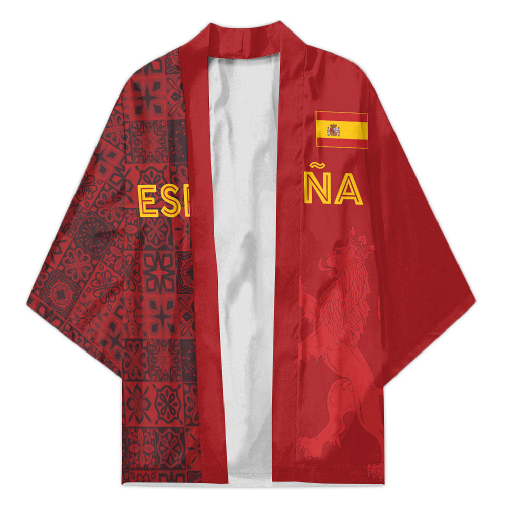 Custom World Football 2026 Spain Kimono Spanish Lion Azulejo Pattern